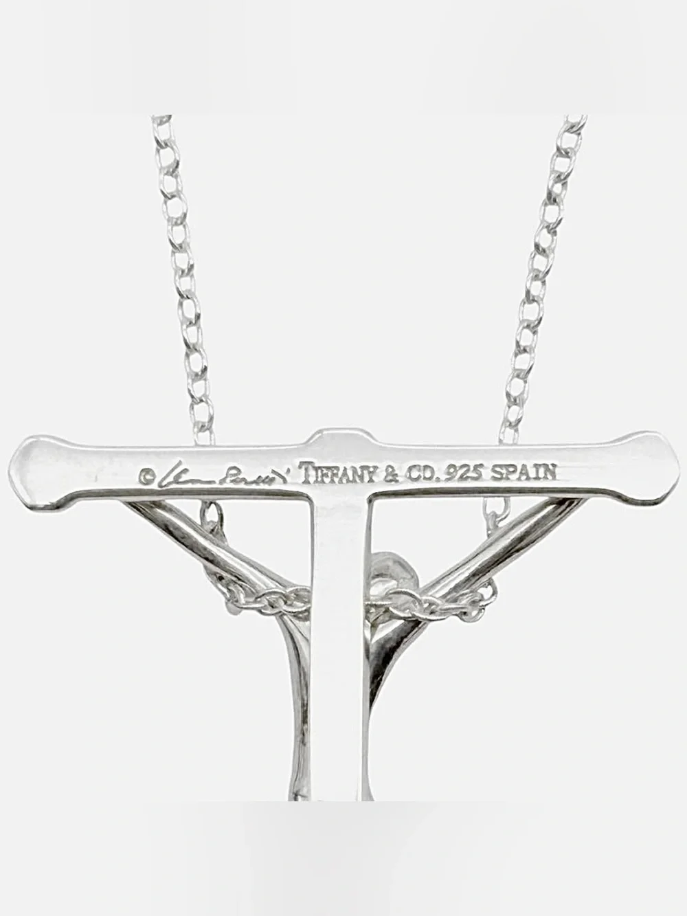 Tiffany & Co. Elsa Peretti 925 Silver Crucifix Pendant Necklace 27mm $900 Retail